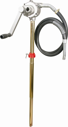Geared rotary barrel pump with 3 times discharge per rotation.