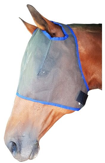 Sunglasses for your horse. Mesh prevents insects, sun damage and dust from irritating your horse's eyes. Dark non-patterned mesh is easier for your horse to see through and attracts less light. Any colour binding. Sizes - XS, XS, S, M, L, XL