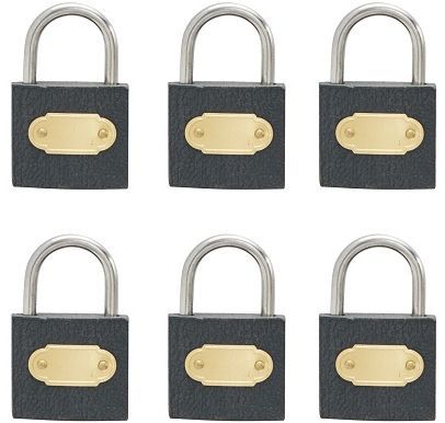 Security iron padlock 40mm grey epoxy coated 6 pack keyed alike & includes 2 keys.