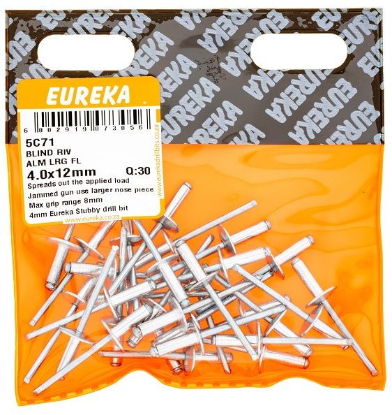 A rivet is a fastener, consisting of a body and a mandrel, used to attach thin pieces of material to thin pieces of metal. A rivet works by drilling a same-sized hole through both materials which coincide with the thickness of the rivet. The mandrel part of the rivet is then placed into the nose-piece of a rivet gun, where after the body part is placed through the holes in the workpiece. The handles of the rivet gun are then squeezed multiple times until the mandrel breaks off, leaving the body part securing the workpiece together.