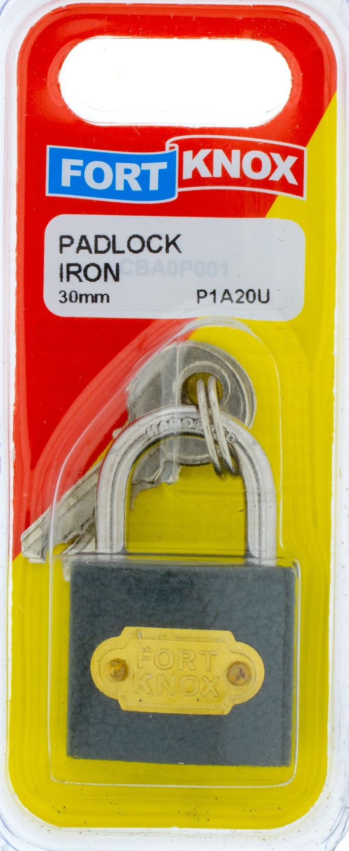 Iron padlock mainly for indoor use.