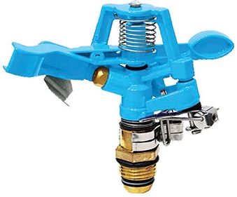 Heavy-duty metal impulse sprinkler head, full or part circle spray pattern ideal for large areas.