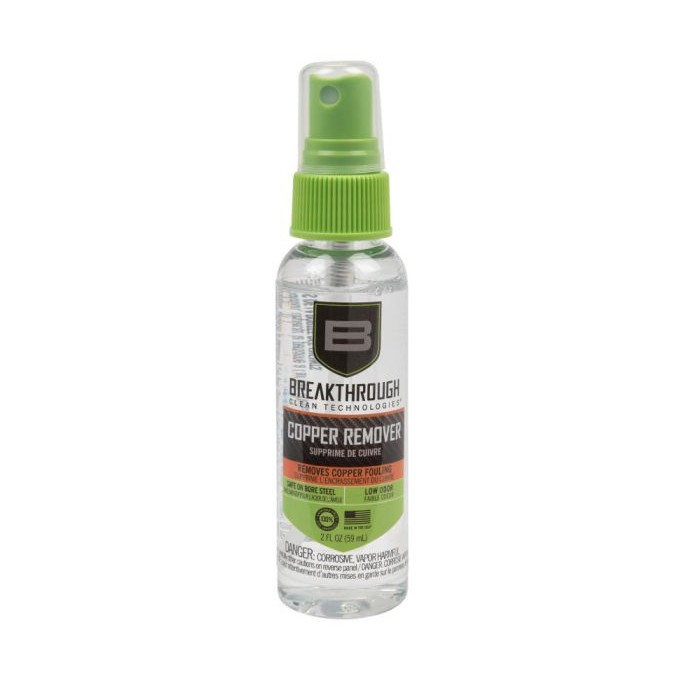 The Breakthrough Clean Technologies� Copper Remover safely and effectively removes copper fouling and is 100% petroleum and ammonia-free. It�s virtually odorless and biodegradable formula easily removes copper fouling and minimizes future copper build-up without giving off any harmful or strong offensive odors found in other copper removers. Usable on all types of bore steel and won�t etch or harm the barrel.