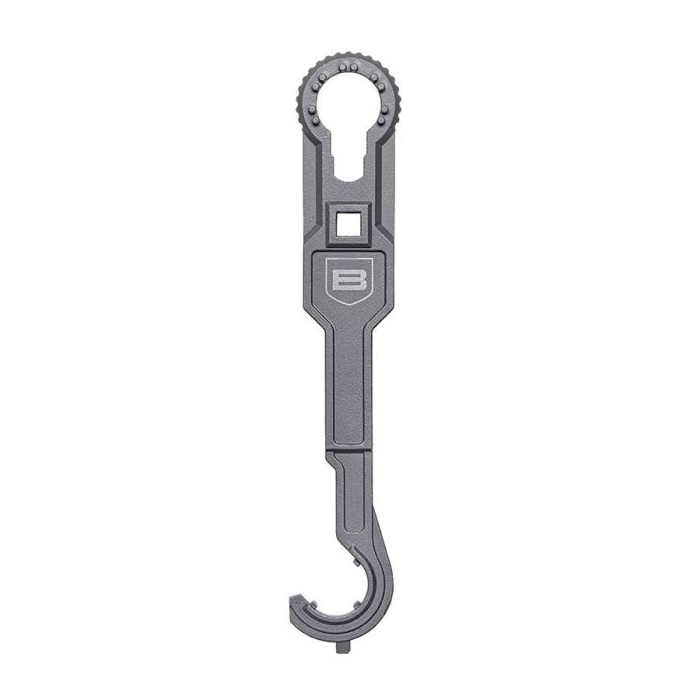 The Breakthrough Clean Technologies universal wrench is a versatile, everyday tool designed for reliable firearm maintenance. Built from durable stainless steel with a titanium-plated finish, it offers long-lasting strength and corrosion resistance. It includes a standard-size muzzle device wrench and allows for easy installation and removal of components. Designed for compatibility with both Mil-Spec and pin-style assemblies, it also works seamlessly with socket and torque wrenches for added flexibility and convenience during use.