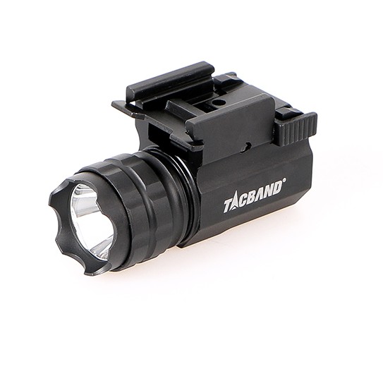 The FW04-Mini Weapon Light is a compact, reduced-size version of the Tacband FW04, specifically designed to fit pistols with shorter bottom rails. Despite its minimized form factor, it maintains strong performance, delivering a constant bright beam of 200 lumens for up to 35 minutes of runtime. It features a convenient latch switch that allows easy on/off control with a left or right press, as well as quick access to STROBE mode using the index finger. Powered by a premium CREE R5 LED, it offers high-intensity output with enhanced peripheral illumination through an optimized reflective cup design. The light is constructed from rugged, aircraft-grade aluminum and precision CNC machined for durability, while a tool-free spring clamp system ensures quick and secure mounting to pistol rails. Weighing only 72 g with battery, it measures ?26 � 38 � 61 mm, runs on a single CR2 battery, and is IPX4 water-resistant for reliable performance in challenging conditions.