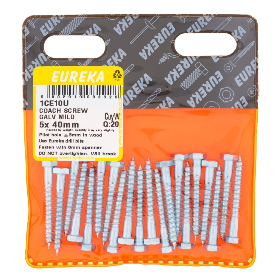 Coach screws, also known as lag screws, are heavy-duty fasteners designed for securing large, heavy objects to wood or masonry.They feature a hexagonal head for easy turning with a wrench or socket, and a thick, coarse threaded shank for strong holding power.Made from high-quality steel and galvanized for corrosion resistance, coach screws are ideal for outdoor applications such as fastening timber beams, posts, and heavy-duty hardware.