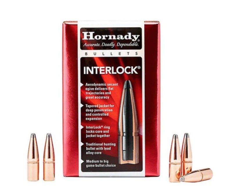 The Hornady .270 150gr InterLock SP reloading projectiles are designed to deliver dependable accuracy and effective terminal performance for hunting applications. Featuring Hornady�s InterLock design, the bullet�s core and jacket are mechanically locked together to enhance weight retention and ensure controlled expansion upon impact. The soft point (SP) configuration promotes reliable energy transfer, while the aerodynamic design supports consistent flight characteristics. Supplied in a 100-piece pack, these projectiles are engineered for consistent performance and are well suited for a wide range of hunting scenarios.