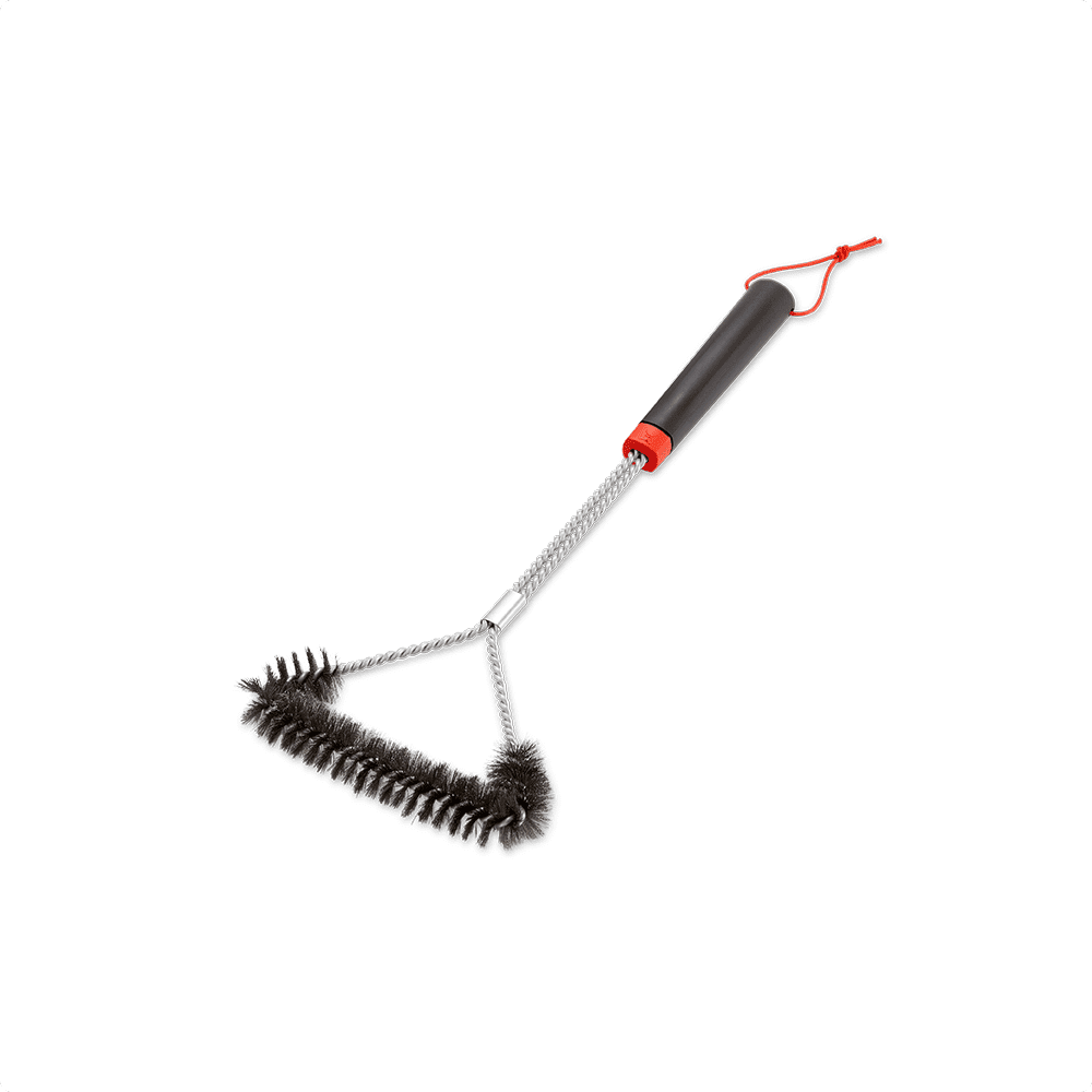 This three-sided barbecue brush is designed to remove grease and debris from cooking grates of all sizes with ease. Its thoughtfully designed handle provides a secure, comfortable grip, making it easy to brush off stuck-on food and clean hard-to-reach or tight spaces. Regularly cleaning your grates with this barbecue brush before each use helps extend the life of your barbecue and ensures every meal is just as delicious as the last.