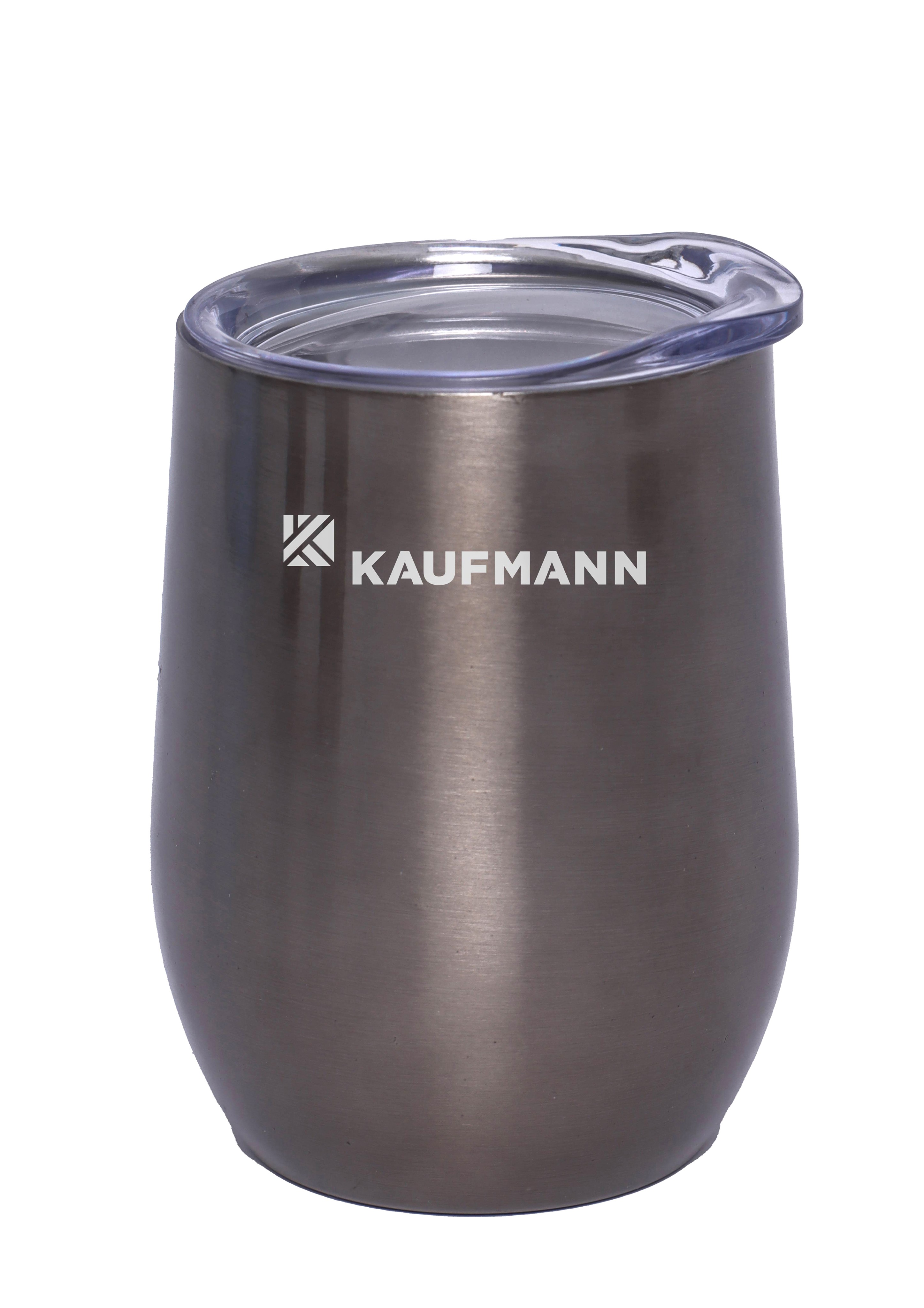 The KAUFMANN Double Walled Vacuum Insulated Wine Tumbler with Lid in grey (350ml) is the perfect companion for wine lovers who value both functionality and style. This tumbler features a splash proof lid, ensuring that your favourite beverages stay securely contained while providing extreme temperature retention. Enjoy your wine at the perfect temperature, whether its hot or cold, for hours on end, without the worry of condensation on the exterior, allowing for a comfortable grip. **Crafted from ecofriendly food grade stainless steel, this tumbler is a safe and healthy alternative to plastic bottles and traditional travel mugs, free from BPA and other harmful chemicals. Its double walled design not only enhances insulation but also makes it lightweight and durable, ideal for both indoor and outdoor use.