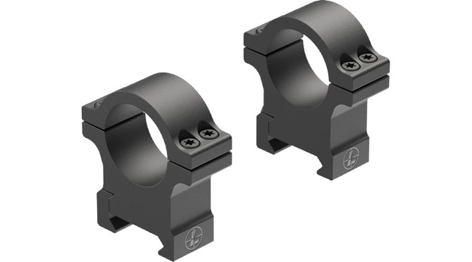 The Open Range Cross Slot Rings in a matte finish are designed for a 1-inch maintube and feature a high, extended profile with a ring height of 1.05 inches. Constructed from durable aluminum, these rings offer a lightweight yet sturdy mounting solution, weighing approximately 3 ounces.