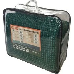 The Tentco Netted Ground Sheet is designed to protect the bottom of your tent, keeping your campsite tidy while allowing family and friends to enjoy the outdoors barefoot. Made from durable 290?gsm green heavy-duty polyethylene, it shields against stones, grass, and sand for added comfort and protection. The ground sheet features brass eyelets at each corner, comes with a convenient carry bag, and is easy to use and store, making it a practical and essential camping accessory.