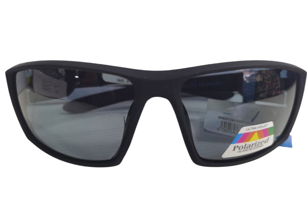 The Raptor sunglasses feature a sleek, shiny finish with polarized lenses designed to reduce glare and enhance visual clarity. They come in a stylish smoke black color and have a non-rubberized frame, giving them a smooth and polished look.