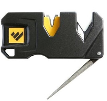 This everyday carry (EDC) sharpener is a compact, pocket-sized tool designed to sharpen and hone both straight and serrated blades with ease. It features exclusive pivot technology that follows the natural curve of the blade, helping you achieve a smoother, more consistent edge. As part of the pull-through sharpener range, it produces a true convex edge for enhanced durability and longer edge retention. The carbide and ceramic slots work together to shape and refine a sharp cutting edge, while the tapered diamond rod effectively restores serrations. It�s an excellent choice for maintaining straight-edged knives, fillet knives, and other fine-edged tools.