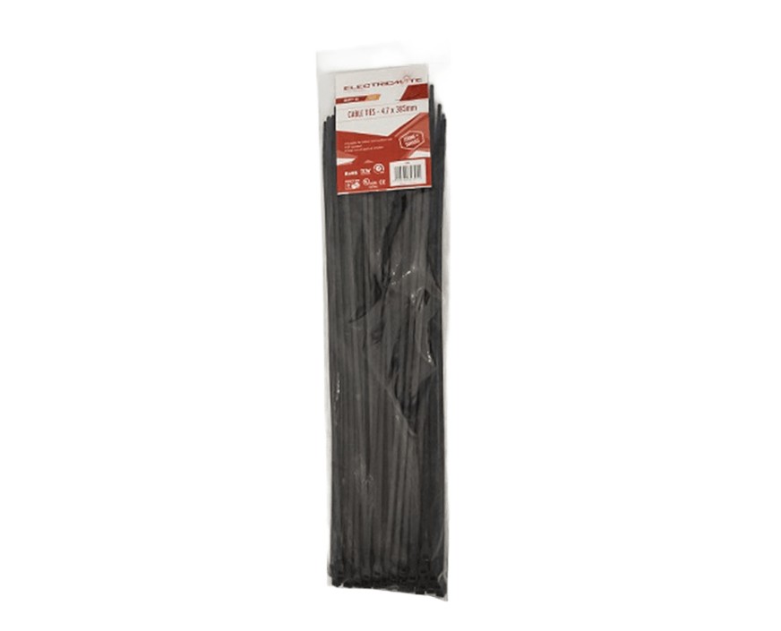 Electricmate Cable Ties Black 4.7Mm X 385Mm 100 Pack