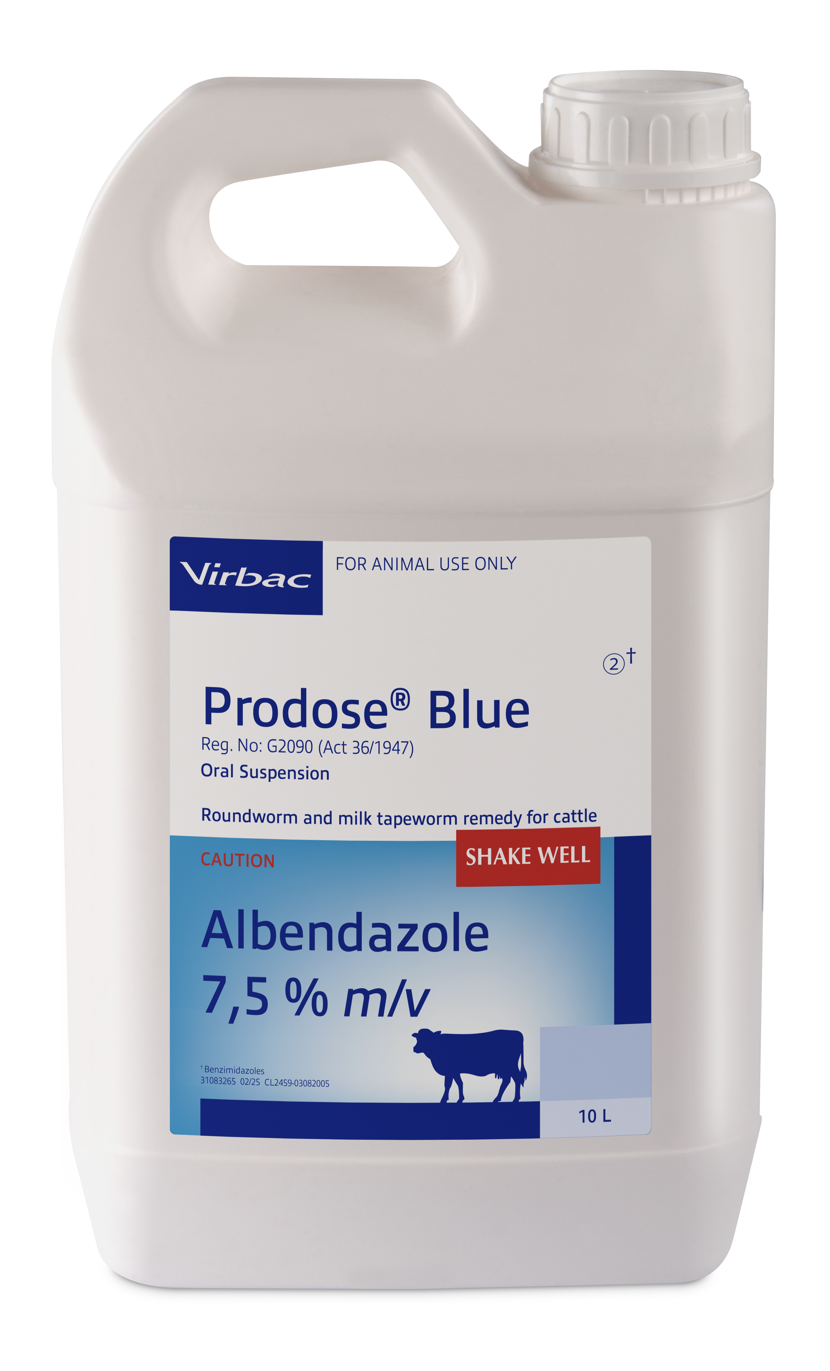 Roundworm and milk tapeworm remedy for cattle. COMPOSITION: Albendazole 7,5% m/v. COMPOSITION: Albendazole 7,5% m/v. Dosage: 1ml / 10kg body mass. Roundworm and tapeworms: Milk tapeworm (Moniezia spp): Class 1. Ovicidal: Roundworm eggs present in the animal at the time of dosing are prevented from hatching.