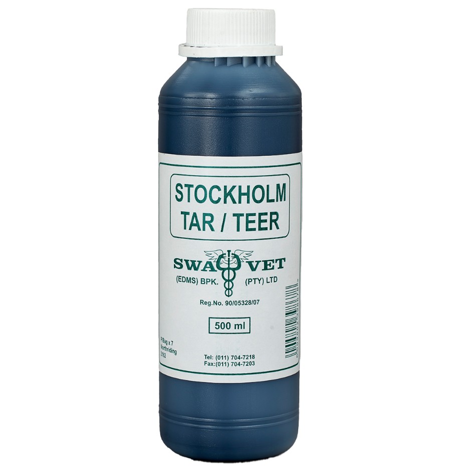 SWAVET Stockholm Tar is a trusted, natural animal care product designed to support the health and well-being of ruminants and other livestock, including cattle, sheep, goats, horses, pigs, poultry, and domestic animals. It is used as a topical treatment and is applied by brushing or gently spreading a thin, even layer over the affected areas using a brush or gloved hand, with repeated application as needed to achieve the best results. The product is valued for its benefits in maintaining healthy skin and hooves, helping to prevent and manage common skin conditions and hoof issues, and supporting overall animal comfort and recovery. Made from natural ingredients, it provides a safe, non-toxic option for soothing minor wounds and irritations. Long recognised as a traditional remedy in animal husbandry, Stockholm tar remains widely used due to its versatility and proven effectiveness in promoting general livestock health.