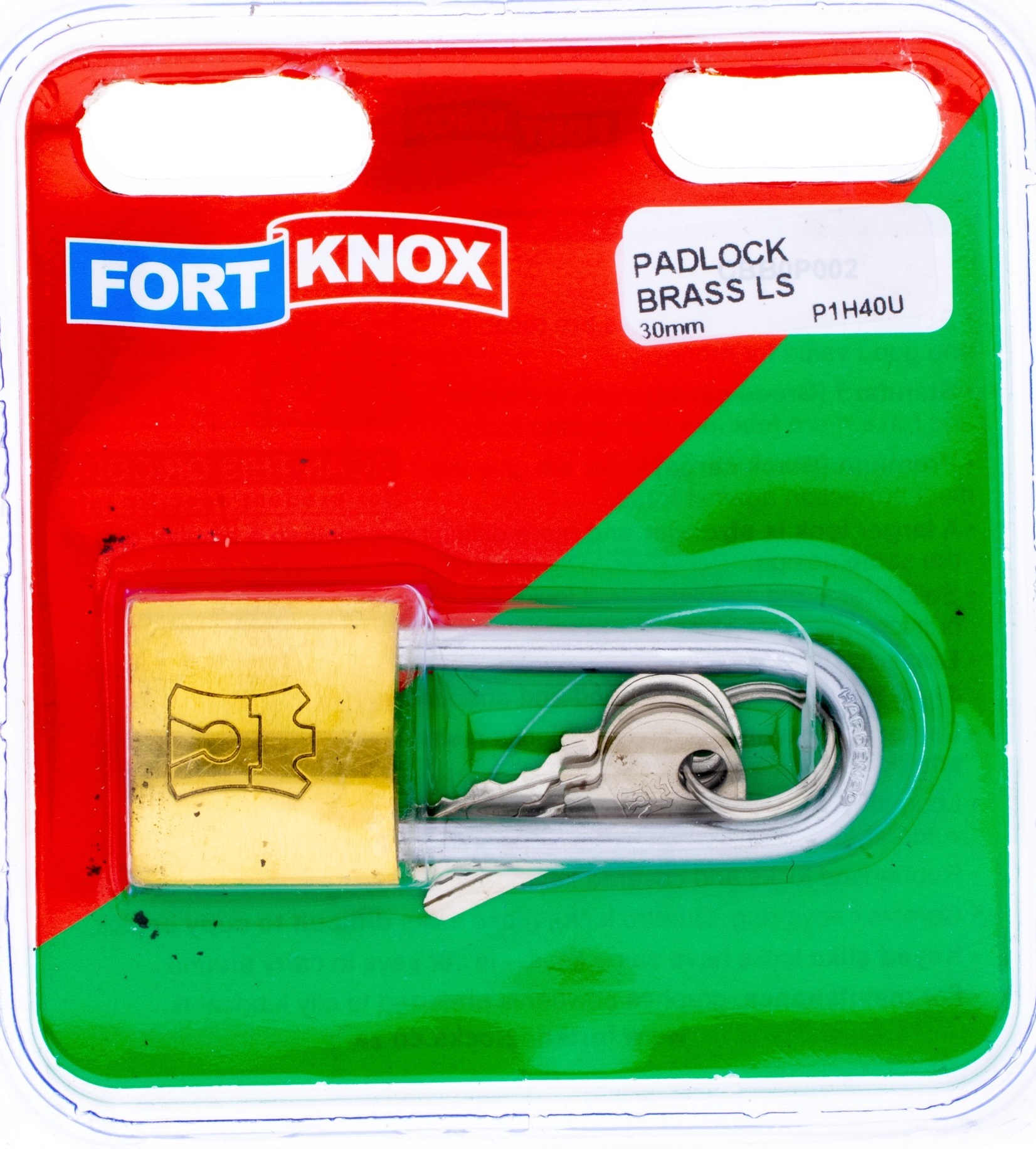 Long shackle brass padlock.