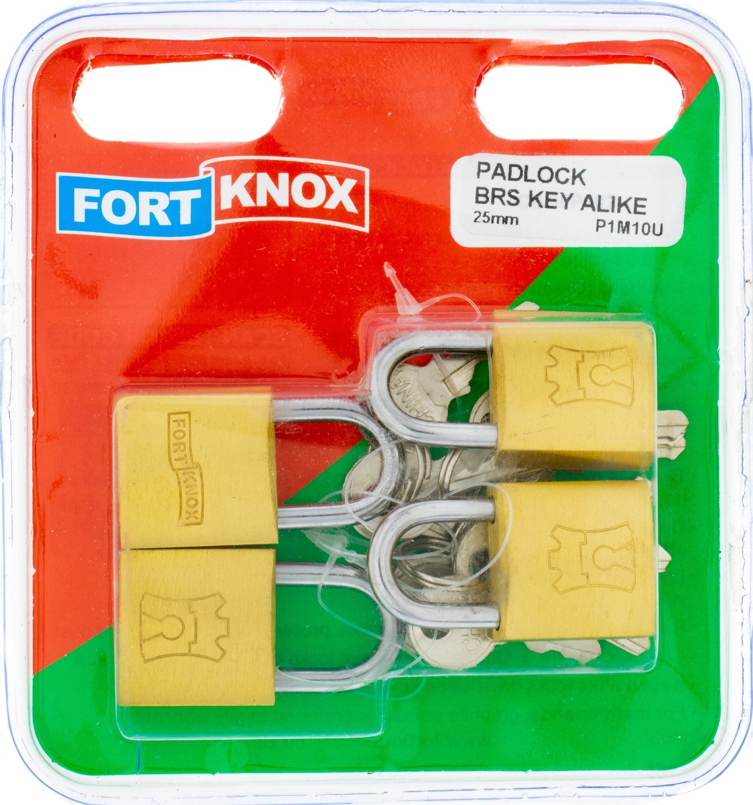 Key alike brass padlocks.