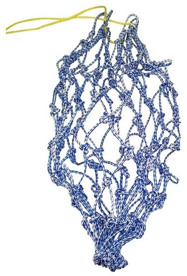Durable, strong cord hay net with knots. Keeps hay off the floor with big enough squares for the horse to eat through.