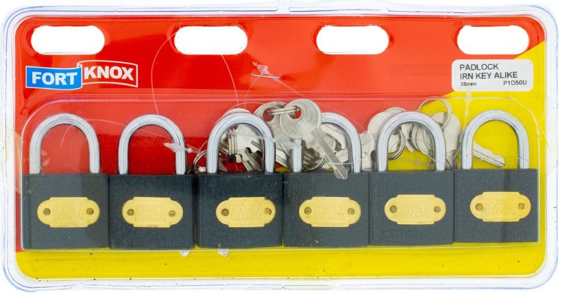 Iron padlock mainly for indoor use.