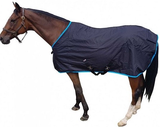 "Polar fleece on the inside to keep horses warm, heavy duty weatherproof material on the outside to keep the warmth in and the wind and light rain out. Contoured fit ensures good shoulder and body fit, which prevents rug slipping, as well as the cross over straps and tail flap. Machine washable 30 degrees. Black with any colour binding.