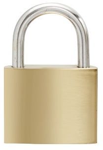 Security iron padlock 38mm brass epoxy coated & includes 2 keys.