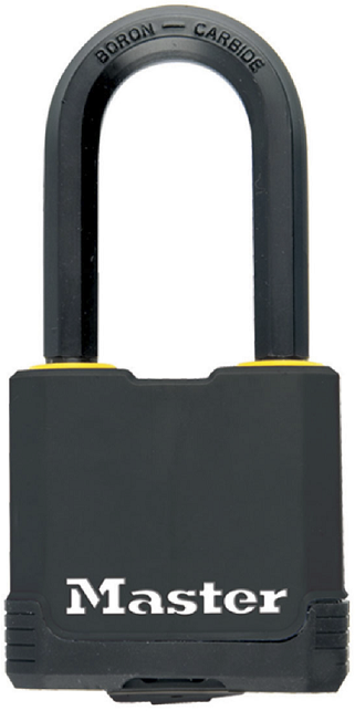 Padlock excel laminated steel 64mm patented hexagon boron carbide shackle keyed to differ.